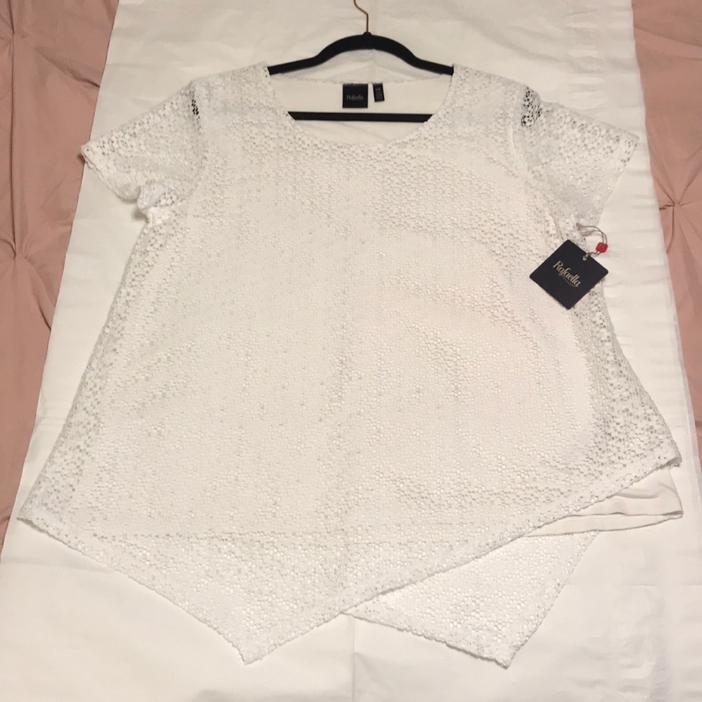 Rafaella elegant short sleeved white top